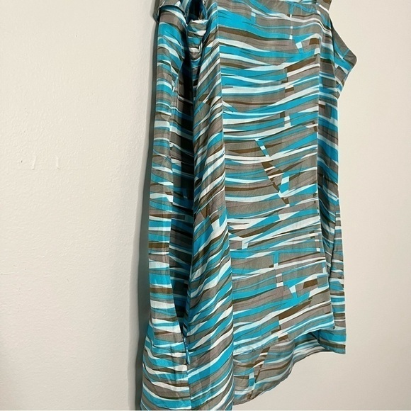 Banana Republic Silk Ruffle Front Tank Top Teal‎ Brown Grey Women’s Size 2 - Picture 7 of 9
